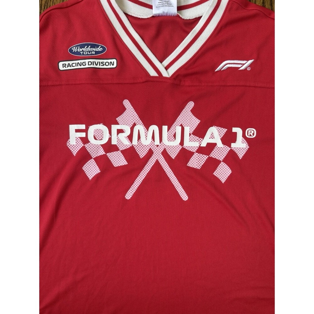 Formula1 V-Neck Women’s F1 Large Red Short Sleeve Shirt 100% Polyester